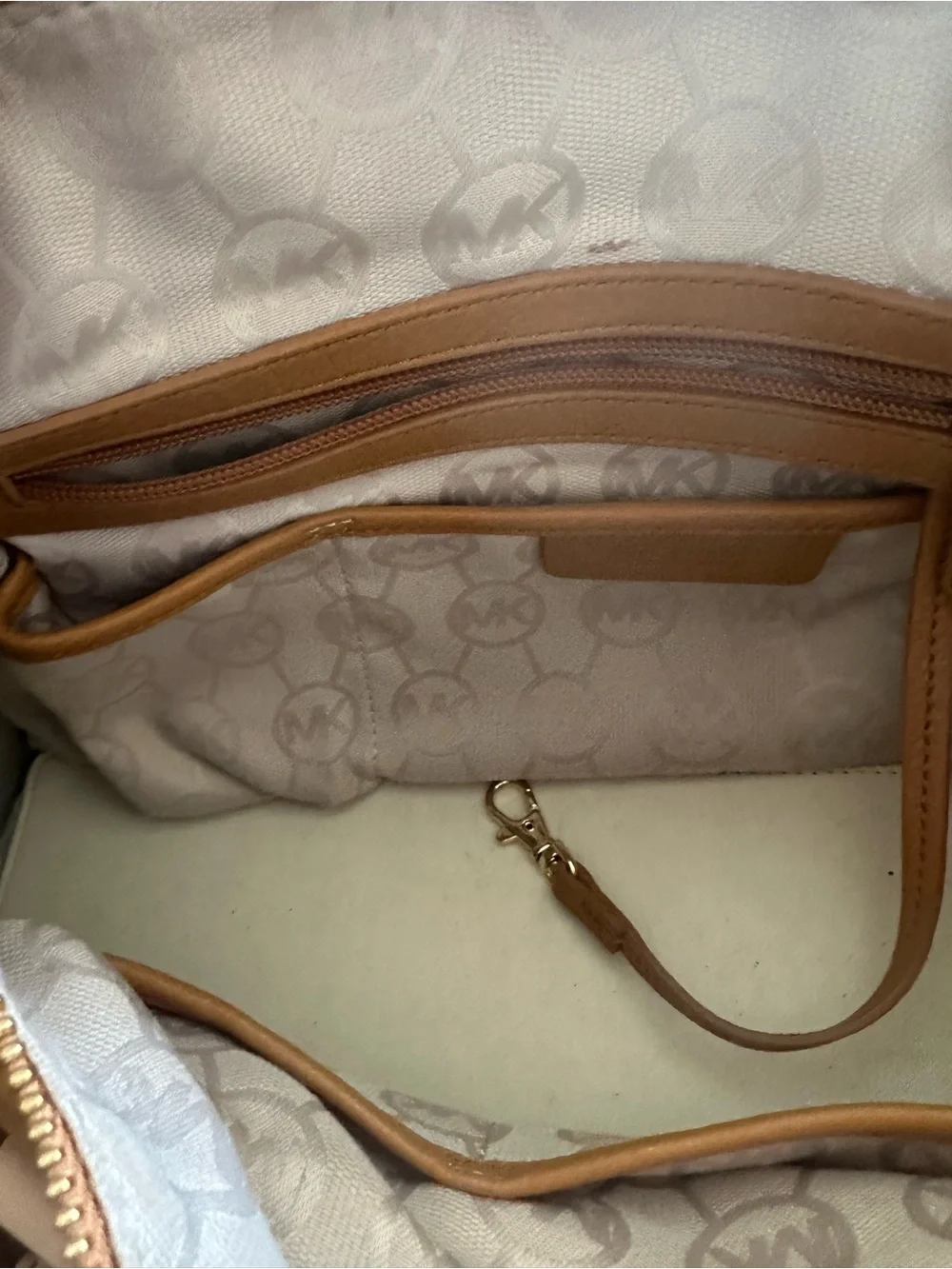 Michael Kors Grayson Leather Satchel Bag Luggage Brown Gold Hardware